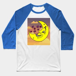 Luminous Moon Half Moon Face Baseball T-Shirt